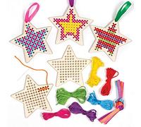 Kit Punto Croce in Legno a Tema Stella Baker Ross (Confezione da 5) Attività Creative Natalizie