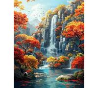 Kit punto croce inciso, cascata, paesaggio, motivo popolare, stampa, kit punto croce per principianti, 11 ct, fai da te, avanzato, fatto a mano, decorazione per la casa - 40X50CM