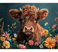 Kit punto croce intagliato fiore animale mucca disegno popolare kit punto croce stampato per principianti 11CT fai da te kit ricamo fatto a mano avanzato per -40X50CM