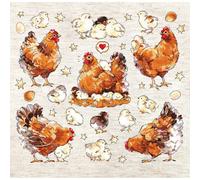 Kit punto croce Letistitch "Galline pezzate", 33x30 cm