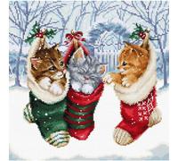 Kit punto croce Letistitch "Snowy Kitties", 24x24 cm