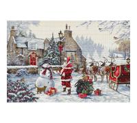 Kit punto croce Luca-S "Gold Collection Santa's Hut", contato, fai da te, 48x32c