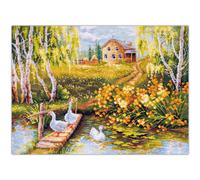 Kit punto croce Magic Needle Zweigart Edition "Village Pond", 40x31 cm