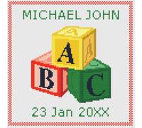 Kit Punto Croce Nascita ABC Blocks 14 Filo Tessuto Florashell