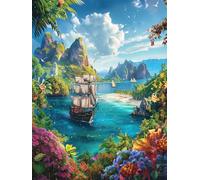 Kit Punto Croce Nave Che Naviga Sul Mare Blu 40X50Cmschemi Quadri Set Ricamo Punto Croce Kit Da Ricamare Principianti Starter Prestampato Stampato Completo Bambini Cross Stitch Embroidery Ri
