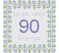 Kit Punto Croce O Motivo - Florashell - Compleanno Quadrato Blu - Qualsiasi Età