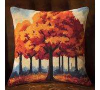 Kit Punto Croce per Cuscino, Grande albero in autunno Punto Croce Kit da Ricamare Principianti 45x45cm Cuscino Ricamato a Mano Fai da te per Arredamento Casa