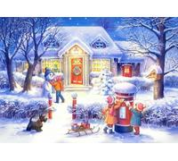 Kit punto croce per ricamo: Scena di Natale innevata in città-40X50CM, 11CT, disegno stampato popolare, kit punto croce, fai da te per principianti e utenti avanzati