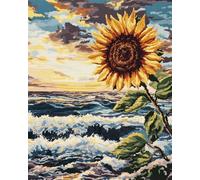 Kit Punto Croce Prestampato Mare Di Girasole 40X50Cm Set Schemi Punto Croce Kit Da Ricamare Prestampato Per Principianti, Disegni Quadro Quadri A Mezzo Punto Croce Da Ricamare Kit Completo P