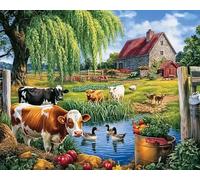 Kit punto croce ricamo animali da fattoria di campagna-40X50CM 11CT Kit punto croce stampato popolare, fai da te per principianti e utenti avanzati