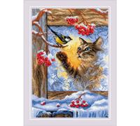 Kit punto croce Riolis "Incontrarsi alla finestra", contato, fai da te, 21x30cm