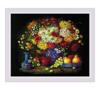 Kit punto croce Riolis "Natura morta con crisantemi", fai da te, 50x40cm