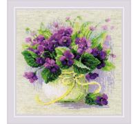 Kit punto croce Riolis "Violet in a pot", contato, fai da te, 22x22cm