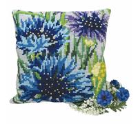 Kit punto croce stampato CdA cuscino "Fiori Blu" 5108, 40x40cm