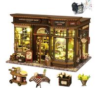 Kit puzzle 3D in legno, fai da te in miniatura casa delle bambole con luci a LED, decorazione da giardino per dessert, scaffale per libri, regalo creativo per adulti e ragazzi