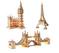 Kit Puzzle 3D in Legno Robotime, Set Fai-da-Te Tower Bridge e Big Ben, Modello della Torre Eiffel, Decorazione per Casa, Regalo di Compleanno