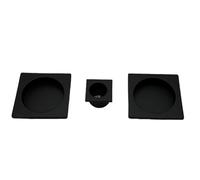 Kit Quadrato Cieco per Porte Scorrevoli Senza Serratura - Zama, Foro Ø48mm, 2 Vaschette + Ditale di Trascinamento - Design Moderno, Facile Installazione, Resistente e Funzionale (Nero)
