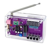 Kit radio FM fai da te, progetto di pratica di saldatura elettronica con chip RDA5807, display digitale, antenna telescopica, apprendimento scientifico STEM, alimentazione USB, custodia trasparente