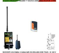 Kit Radiocomando Ricevente Bicanale 230V Cod Fisso o 254 Rolling Code 433,92 MHz