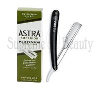 KIT RASATURA PROFESSIONALE BARBIERE 100 LAME ASTRA VERDI + RASOIO A MEZZA LAMA