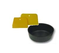 Kit recipiente stucco basso + 2 spatole rasature gialle 6 e 12