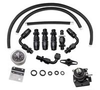 Kit Regolatore Carburante Alluminio con per tubi 304 e Guarnizioni(Black) | Pressione stabile 0-100psi, manometro integrato, ottimizza efficienza motore, per facile regolazione, per sistemi EFI