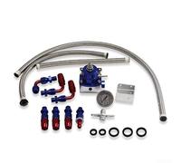 Kit regolatore di pressione del carburante con manometro regolabile da 0 a 100 PSI e set completo di adattatori 6AN per compatibilità EFI (blu e rosso)