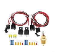 Kit relè per ventola elettrica doppia con sensore di temperatura 40 A, confezione da 2 cablaggi da 14 AWG per raffreddamento del radiatore, compatibile con ventole da 10-16 pollici