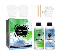 Kit Resina 2X177ml | Resina Epossidica Trasparente a Indurimento Rapido | Anti-Ingiallimento Autolivellante Indurente Alta Lucentezza per Riparare Gioielli Arte Crafts