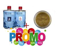 KIT RESINA EPOSSIDICA TRASPARENTE GR 800 + UN PIGMENTO METALLICO RESIN PRO per bijoux e fai da te (ORO)