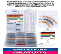 Kit Resistenze 1475pz Ohm Con 52 Valori Di Resistenza e 50 Diodi di Commutazione