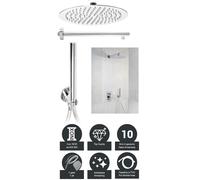 KIT DOCCIA SOFFIONE TONDO ANTICALCARE BRACCIO DOCCIA DOCCINO 1 GETTO CROMO SLIM