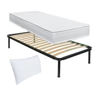 Kit rete e materasso singolo 80x190 NORVEGIA più cuscino fiocco memory in regalo, rete singola a doghe 80x190 ortopedica con materasso in waterfoam alto 19cm