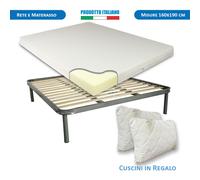 Kit Rete e Materasso waterfoam da 11 cm matrimoniale 160x190 + cuscino fiocco [EEK: A+++]