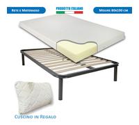 Kit Rete e Materasso waterfoam da 11 cm piazza e mezza 120x190 + cuscino fiocco [EEK: A+++]