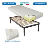 Kit Rete e Materasso waterfoam da 11 cm singolo 80x190 + cuscino fiocco memory [EEK: A+++]