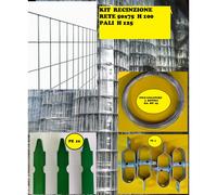 Kit Rete Per Recinzione Completa 50x75 Zincata Pali Verdi Filo Zincato Tendifilo