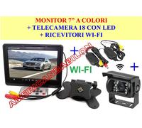 KIT RETROMARCIA WIRELESS MONITOR 7" POLLICI + TELECAMERA 18 LED CAMPER CAMION DS