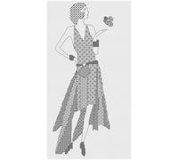 Kit Ricamo Blackwork o Schema Florashell Art Déco Donna Con Farfalla