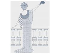 Kit Ricamo Blackwork o Schema Florashell - Lady Waving Goodbye, Crocette 14