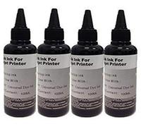 KIT Ricarica cartucce 4 Flaconi 100ml universale inchiostro nero per Brother, Canon, Epson, HP, LEXMARK, XEROX, DELL.