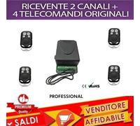 KIT RICEVENTE 2 CANALI 5 A + 4 TELECOMANDI 433 MHZ CANCELLI SERRANDE LUCI