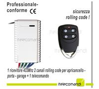 Kit ricevente ricevitore 2 canali + telecomando 433 Mhz cancelli serrande luci