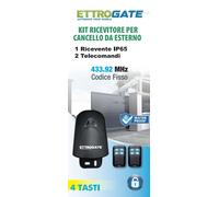Kit ricevitore per automazione cancelli con 2 telecomandi universali 433mhz IP65