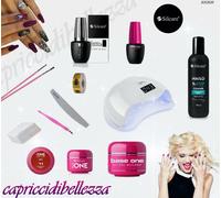 KIT RICOSTRUZIONE UNGHIE BASE 3 GEL UV - SILCARE con Lampada LED 48 Watt Display