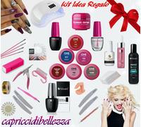KIT RICOSTRUZIONE UNGHIE IDEA REGALO SILCARE 6 GEL COLOR UV LAMPADA LED NAIL ART
