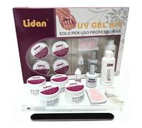KIT RICOSTRUZIONE UNGHIE NAIL ART 4 UV GEL BIANCO ROSA LIMETTA PENNELLO TIPS