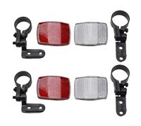 Kit riflettore anteriore bianco e riflettore rosso posteriore per biciclette con staffa di montaggio manubrio e staffa di montaggio reggisella (2 paia)