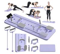 Kit Riformatore Pilates 5in1: Pilates Board Pieghevole con Rodillo Addominale a Rimbalzo Automatico - Tavola di Esercizio Multifunzione Domestica Stabile (Purple)