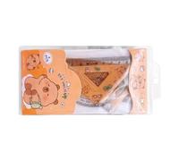 Kit righello geometrico, goniometro capibara da 15 cm con scala triangolare e cercatore angolare, grazioso set di cancelleria da 4 pezzi, strumenti di misurazione matematica per forniture in classe
